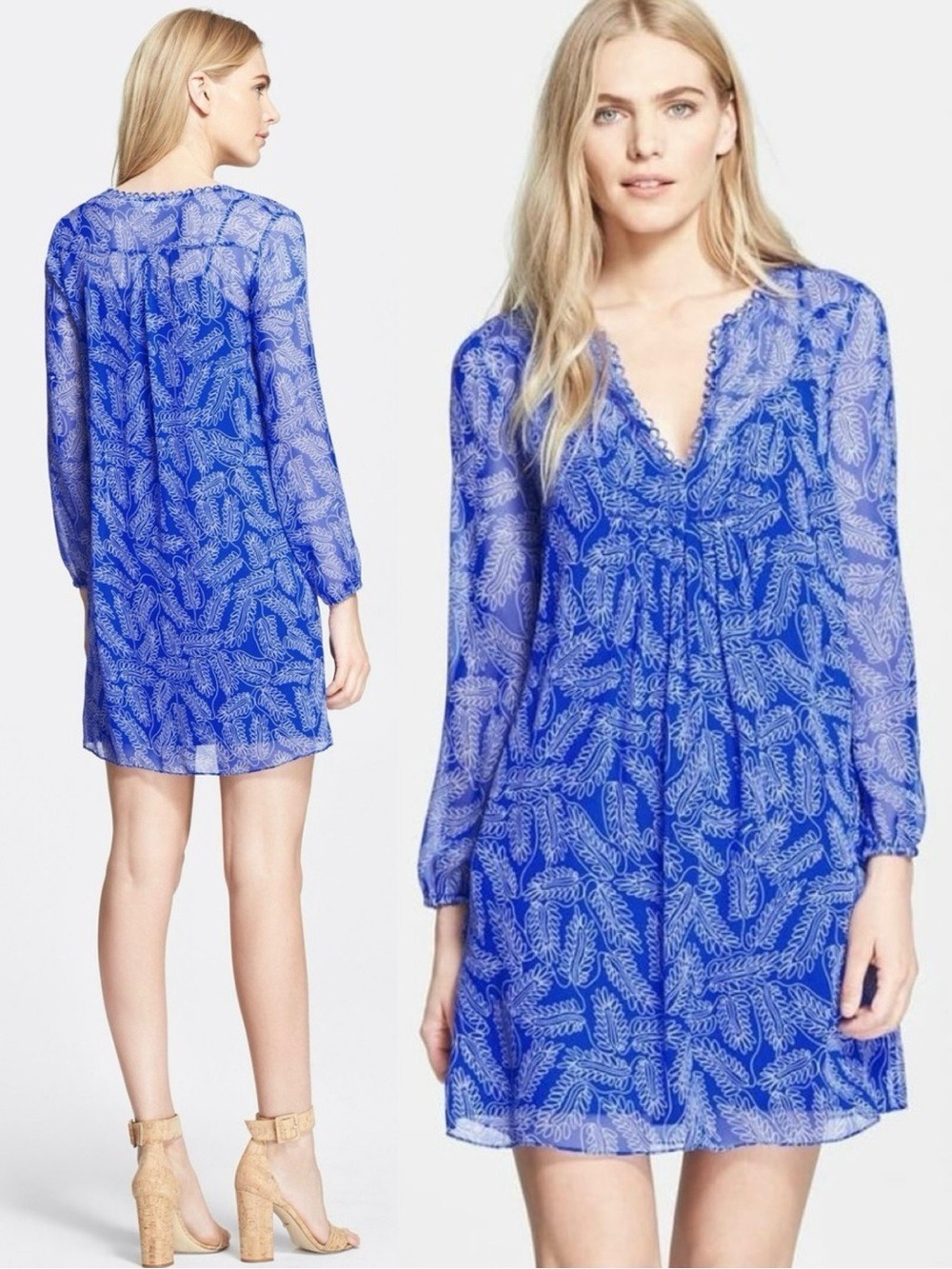 Diane Von Furstenberg DVF Aria Riveria Buds Silk Dress